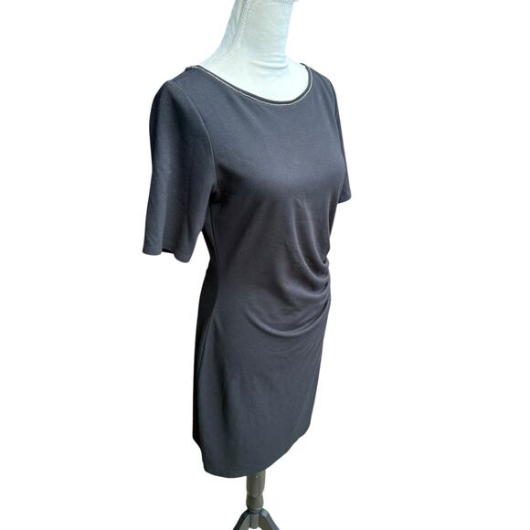 WHBM Black Side Tie Ruched Waist T Shirt Mini Dress - M - Picture 3 of 10